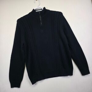 Calvin Klein Cable Knit Sweater Mens L Black Old Money Minimalist Preppy
